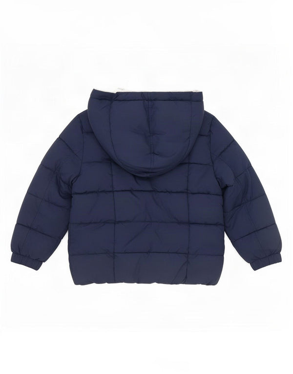 Benetton Wattierte Jungenjacke mit Kapuze, 2–3 Jahre, marineblaues Polyester