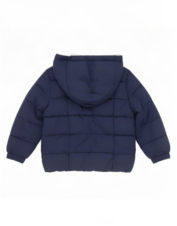Benetton Wattierte Jungenjacke mit Kapuze, 2–3 Jahre, marineblaues Polyester