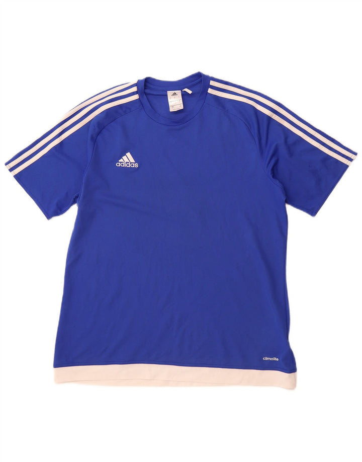 ADIDAS Herren Climalite T-Shirt Top Large Blau Polyester