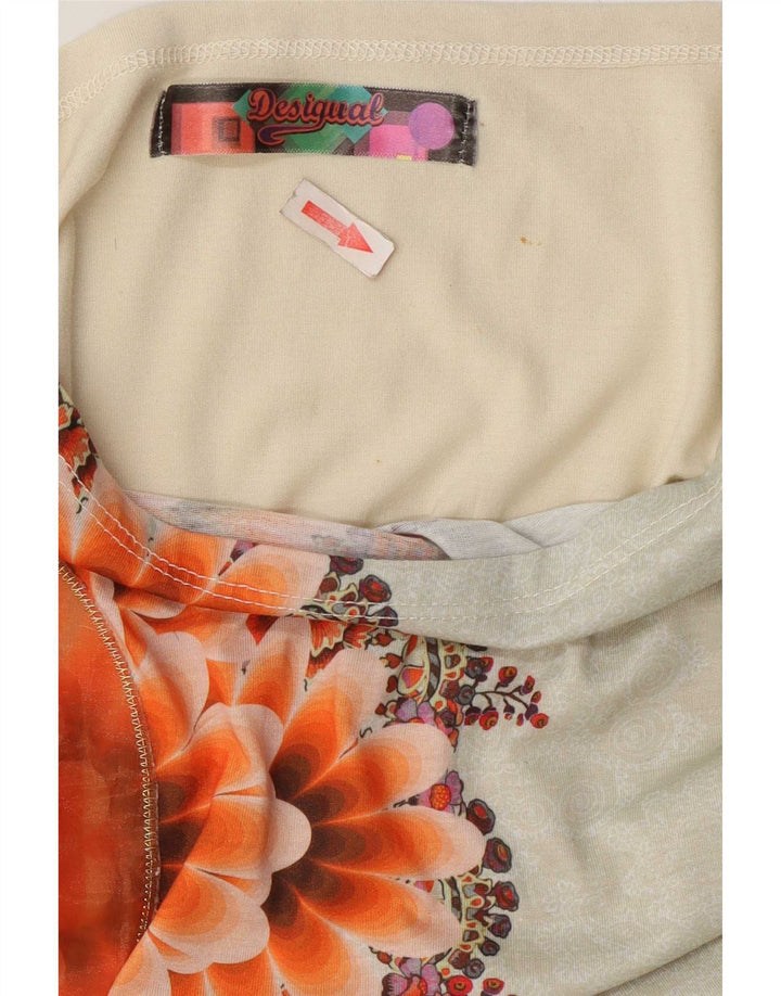 Desigual Damen-Blusenoberteil in Übergröße, UK-Größe 46, groß, beige, florales Polyester