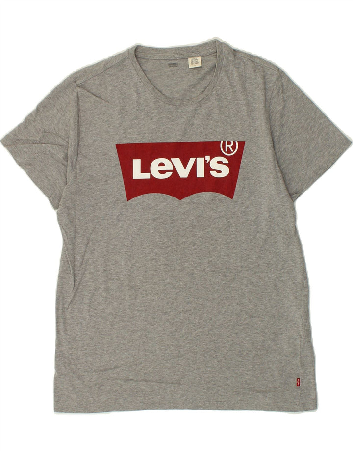 LEVI'S Womens Graphic T-Shirt Top UK 16 Large Grey Cotton Vintage Levi's and Second-Hand Levi's from Messina Hembry 