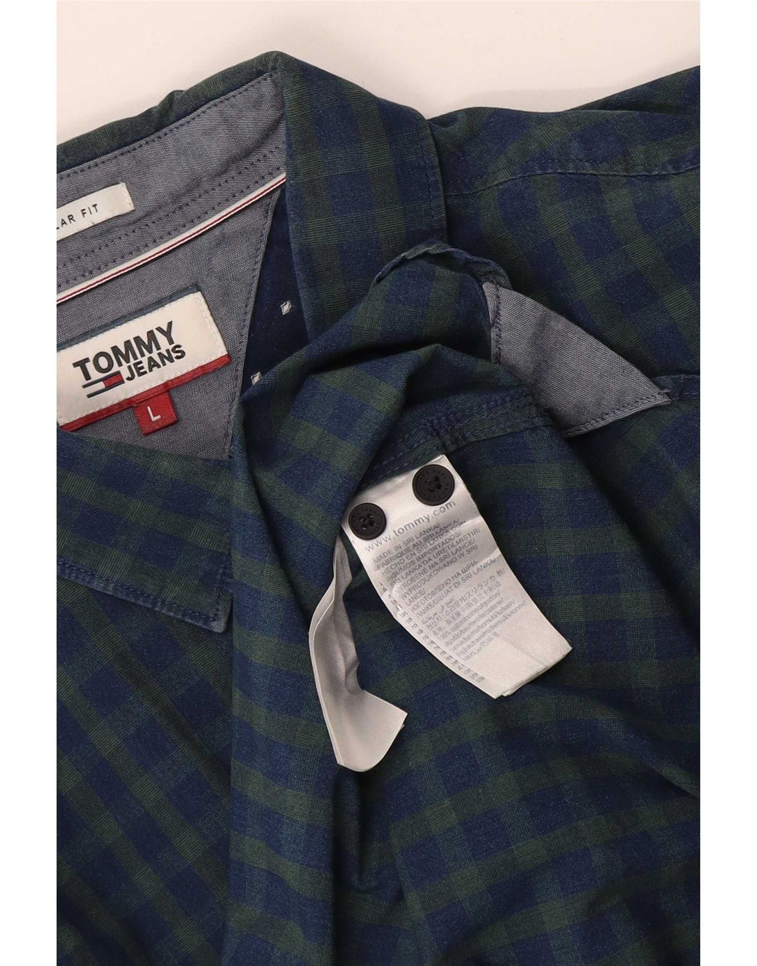 Tommy Hilfiger Herren-Hemd mit normaler Passform, große blaue Gingham-Baumwolle