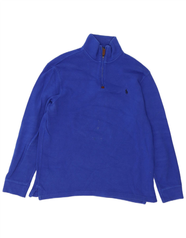 Polo Ralph Lauren Herren-Pullover mit Reißverschluss am Hals, Mittelblau