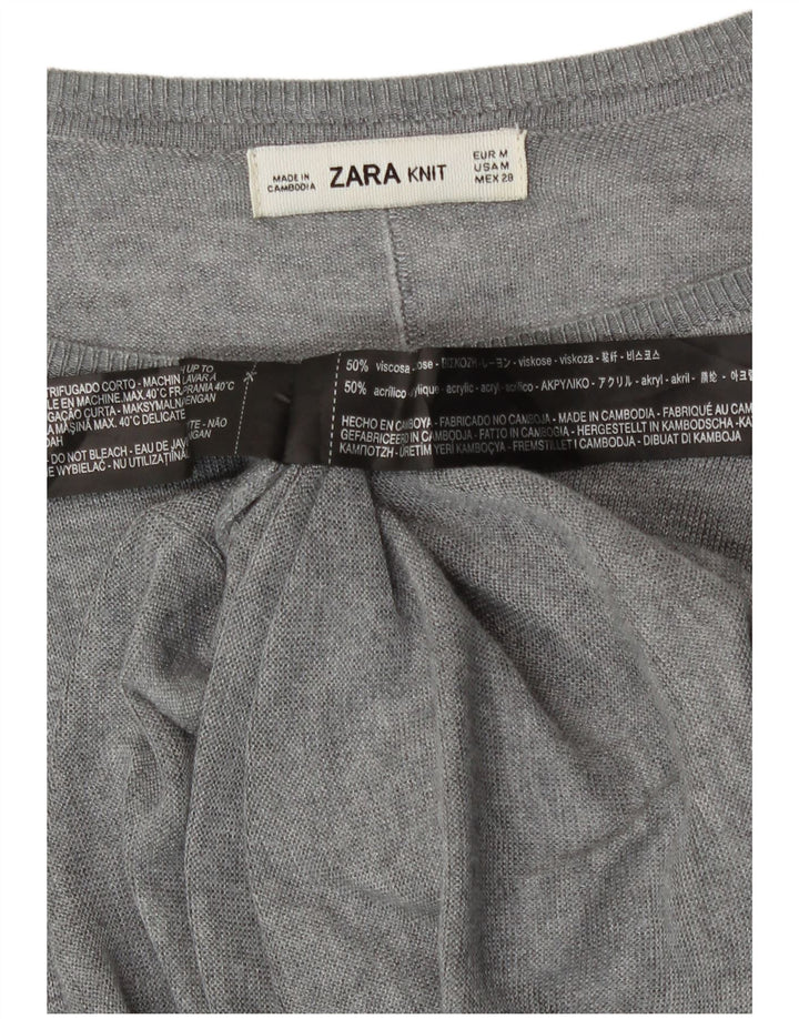 Zara Damen-Pullover mit U-Boot-Ausschnitt, UK 14, mittelgraue Viskose