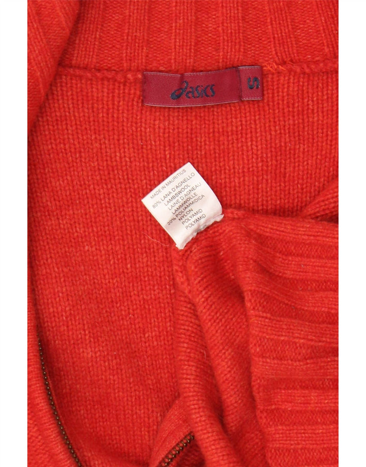 Asics Damen-Cardigan-Pullover UK 10 Kleine rote Farbblock-Lammwolle