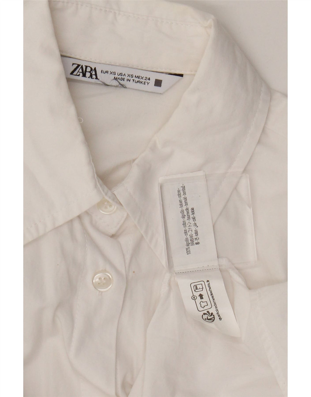 Zara Damen-Oversize-Hemd, UK 6 XS, weiße Baumwolle