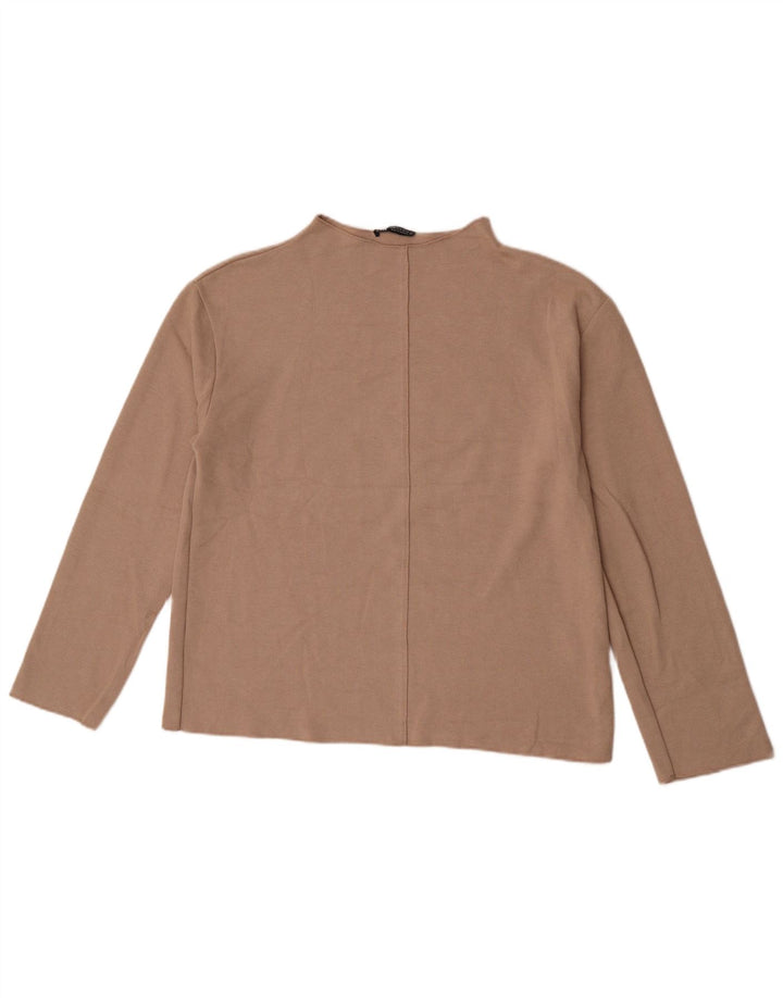 Zara Damen Top Langarm UK 14 Mittelgraue Baumwolle