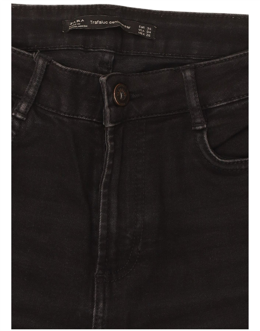 ZARA Damen Straight Jeans EU 36 XS W26 L27 Schwarz