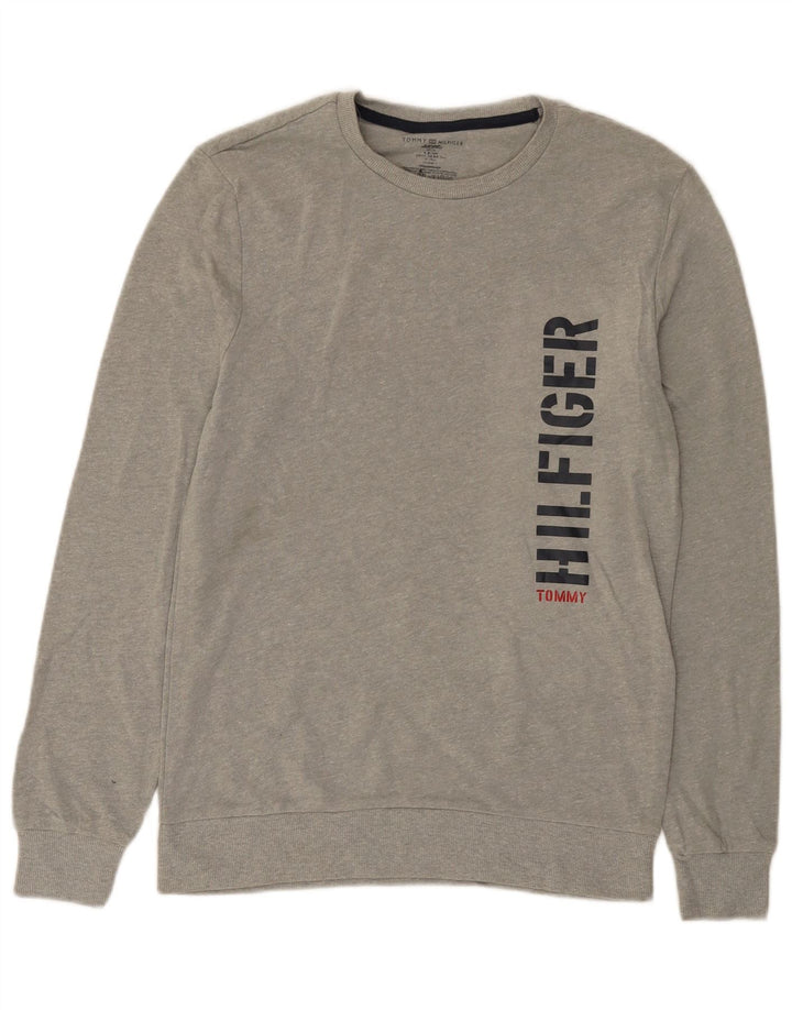 TOMMY HILFIGER Herren Grafik-Sweatshirt-Pullover, kleine graue Baumwolle