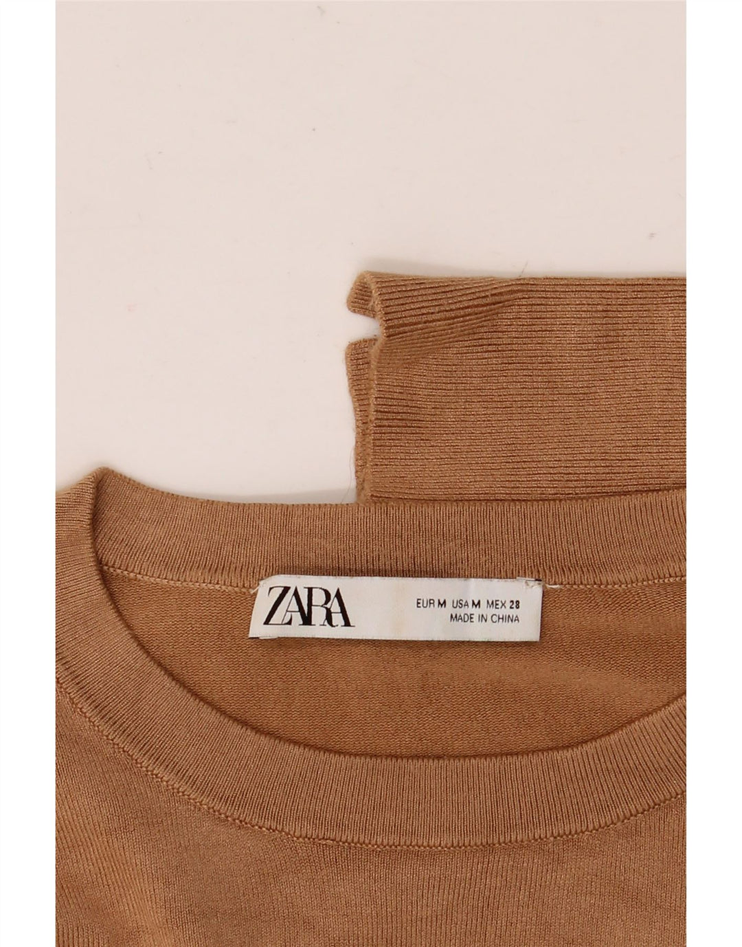 Zara Damen Pullover mit Rundhalsausschnitt, UK 14, Mittelbraun