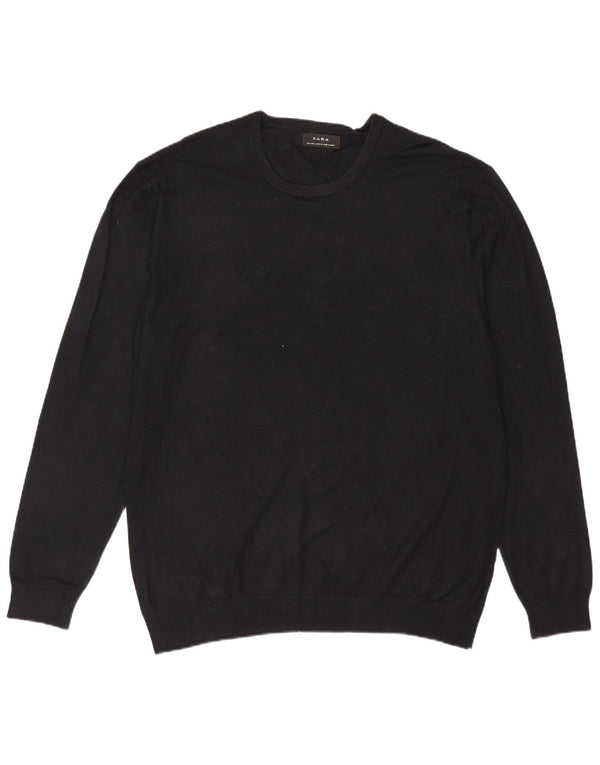 ZARA Damen-Pullover mit Rundhalsausschnitt, Gr. 42, Größe L, Schwarz