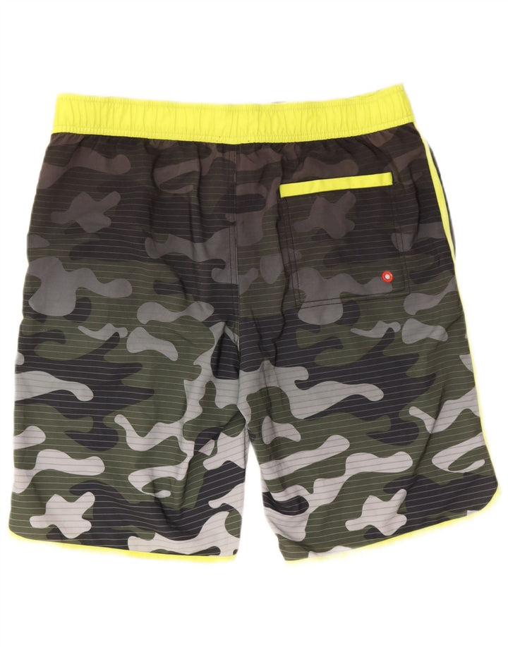 Mistral Herren-Badeshorts mit Grafik, groß, grünes Camouflage-Polyester