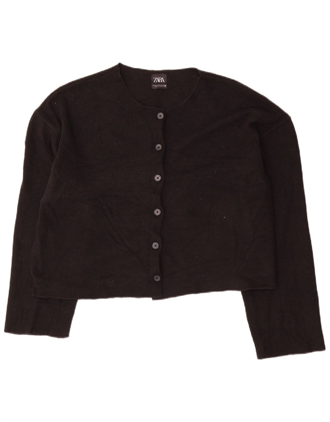 Zara Damen Crop Cardigan Pullover UK 18 XL Schwarz Polyester