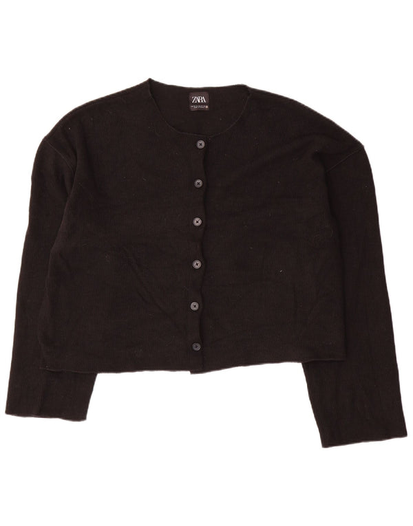 Zara Damen Crop Cardigan Pullover UK 18 XL Schwarz Polyester