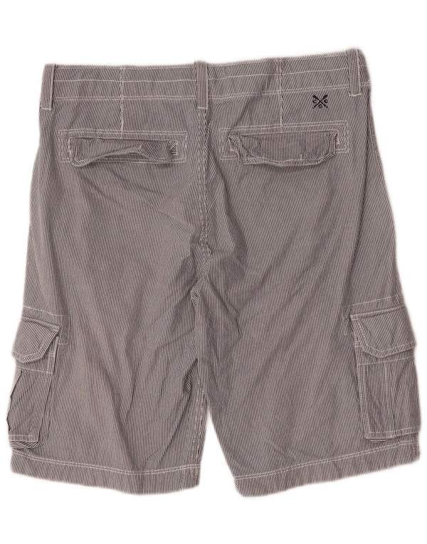 Crew Clothing Herren-Cargo-Shorts, Größe S, Größe W29, graue Nadelstreifen-Baumwolle