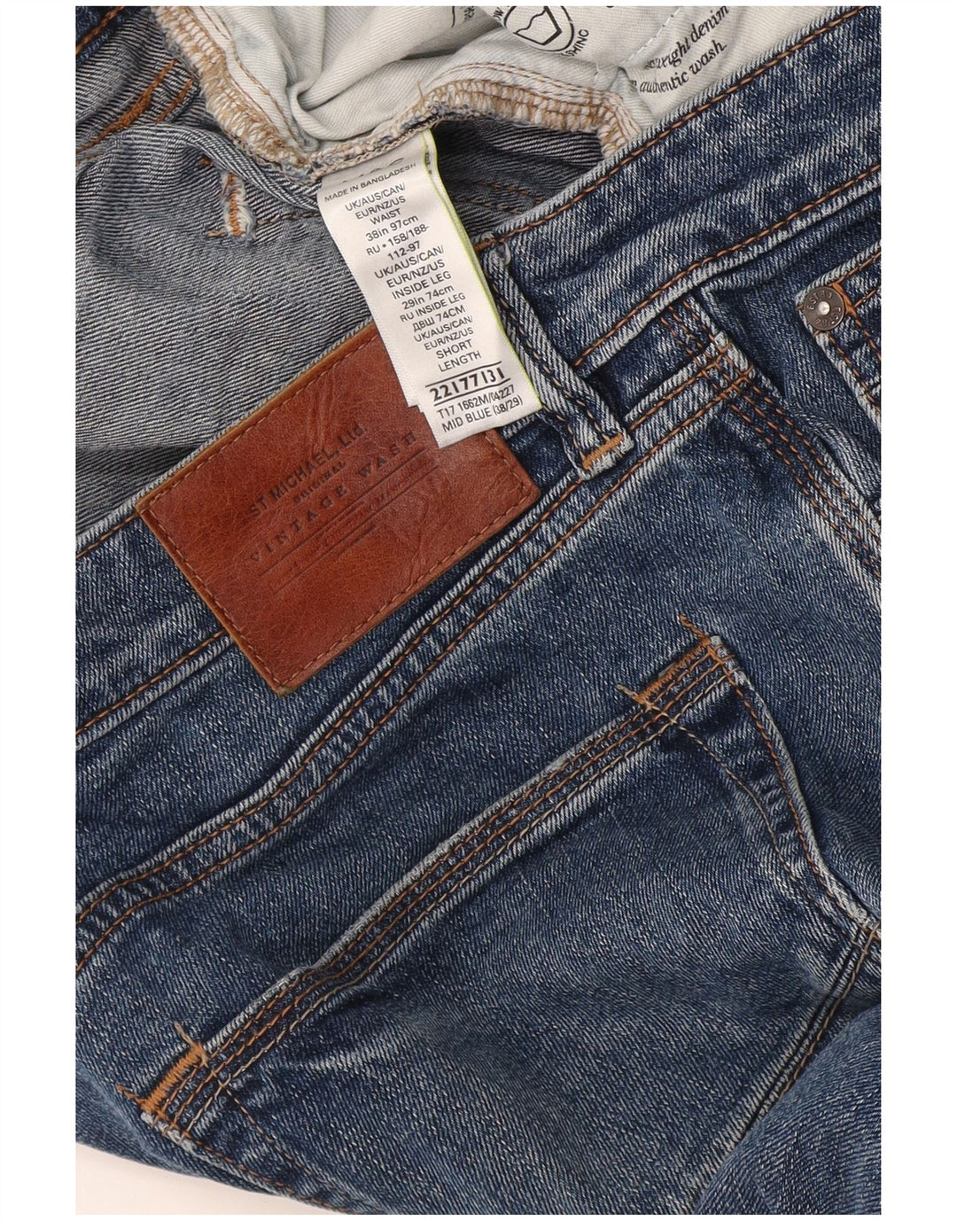 Marks & Spencer Herren Straight Jeans W38 L29 Blaue Baumwolle