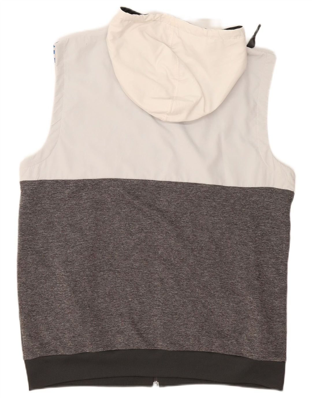 ADIDAS Herren ärmelloser Kapuzenpullover mit Reißverschluss, großes graues Farbblock-Polyester