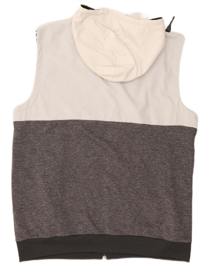 ADIDAS Herren ärmelloser Kapuzenpullover mit Reißverschluss, großes graues Farbblock-Polyester