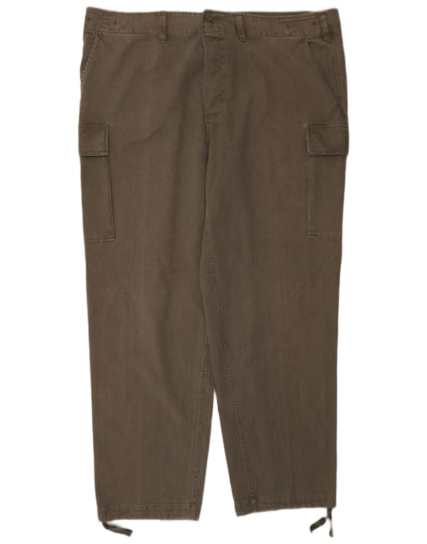 Vintage Herren gerade Cargohose IT 60 5XL W52 L34 Khaki Baumwolle