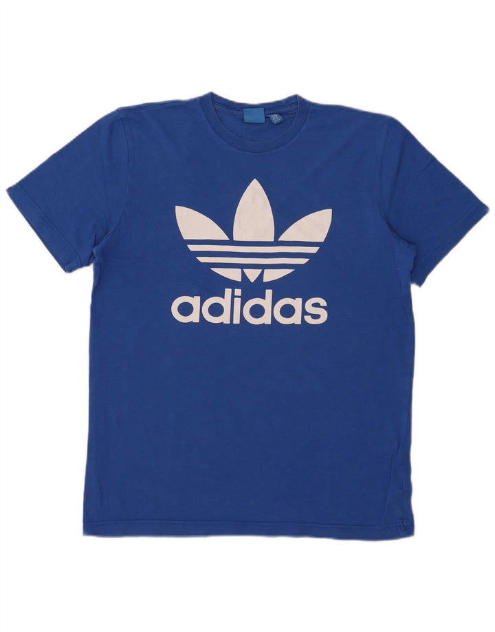 Adidas Herren Grafik-T-Shirt aus mittelblauer Baumwolle