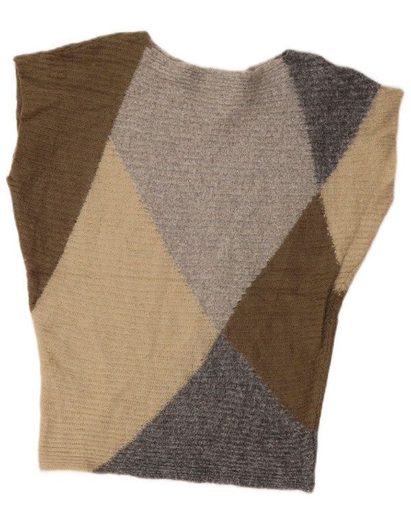 BENETTON Damen-Pullover mit U-Boot-Ausschnitt, Gr. 14, mittelmehrfarbig