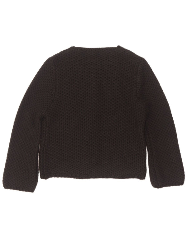 Vintage Damen Offener Cardigan Pullover UK 14 Medium Schwarz Acryl
