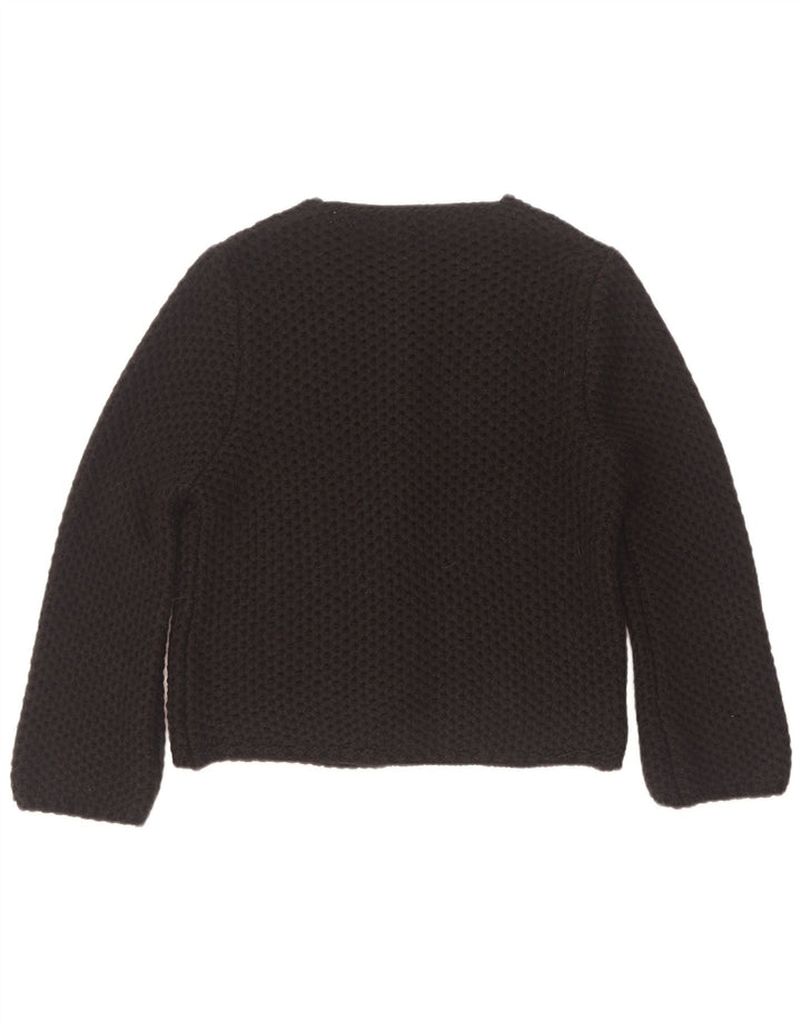 Vintage Damen Offener Cardigan Pullover UK 14 Medium Schwarz Acryl