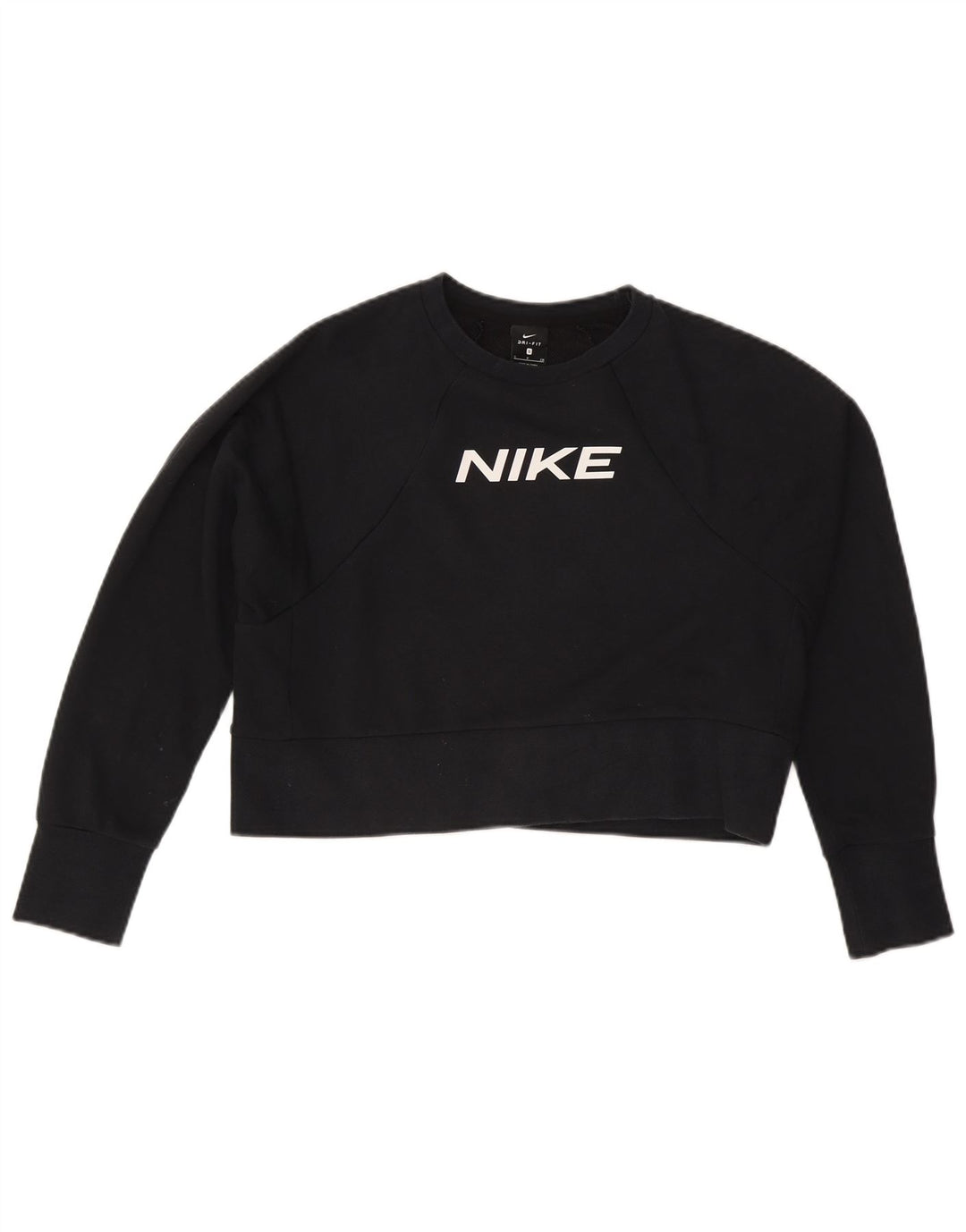 Nike Womens Crop Graphic Oversized Sweatshirt Pullover UK 10 Small Schwarz