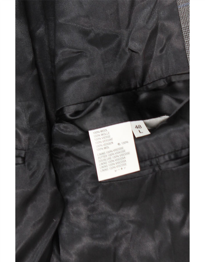 AQUASCUTUM Herren-Blazerjacke mit 3 Knöpfen, UK 48 4XL, grau karierte Wolle