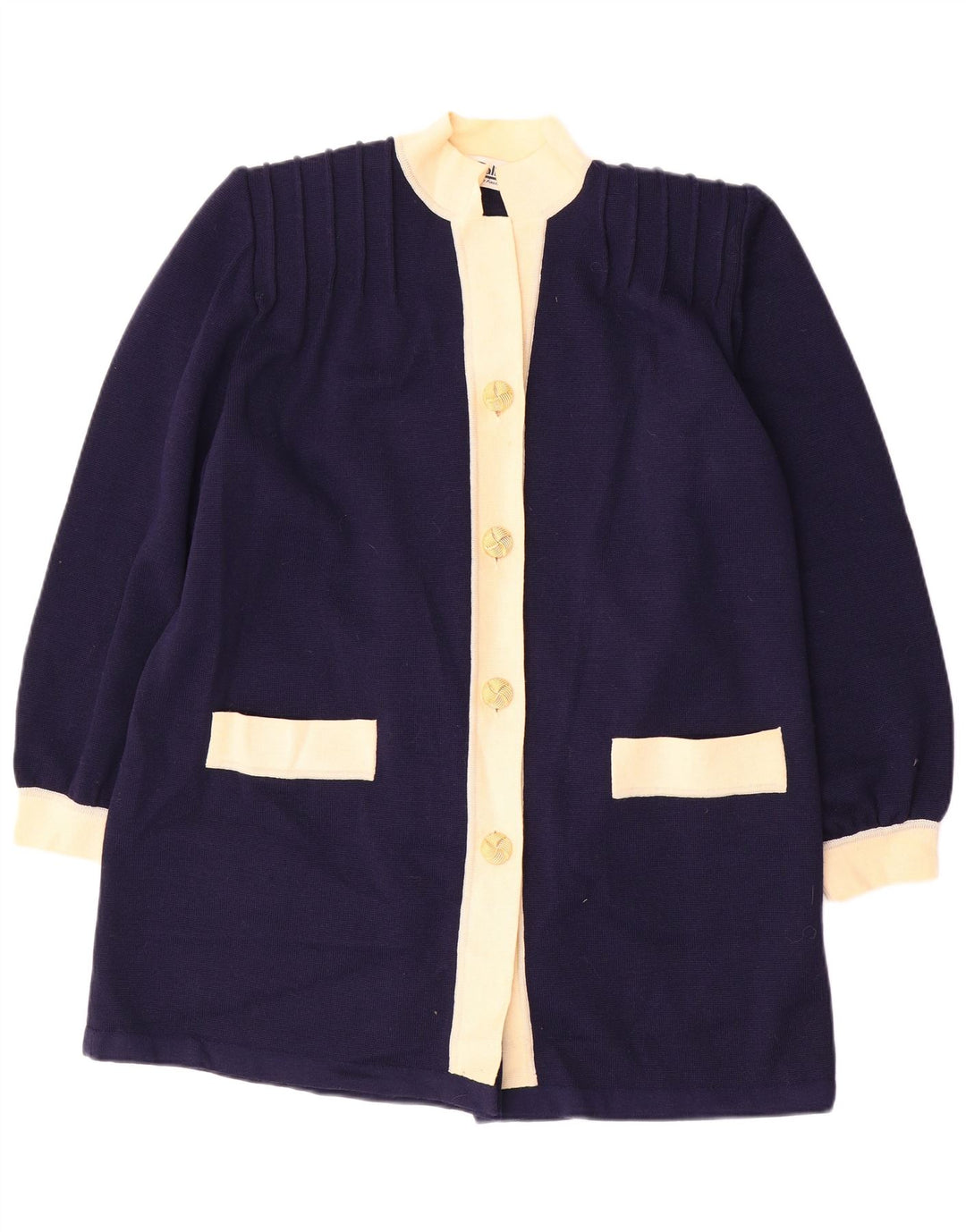 Vintage Damen Longline Oversized Cardigan Pullover IT 46 Large Marineblau