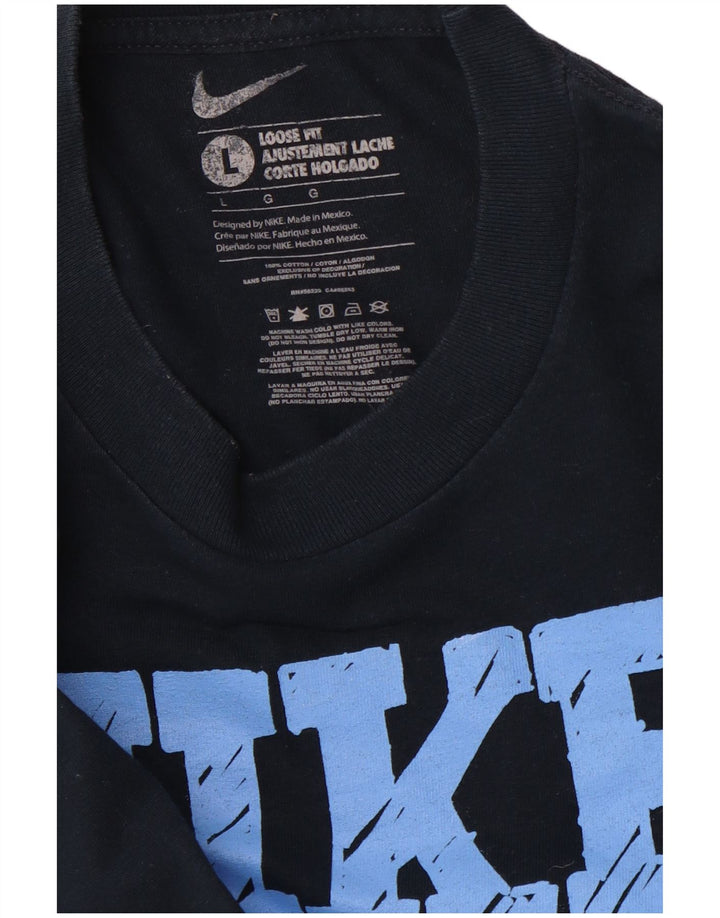 NIKE Herren-T-Shirt mit lockerer Passform, Grafik, Größe L, Marineblau, Baumwolle