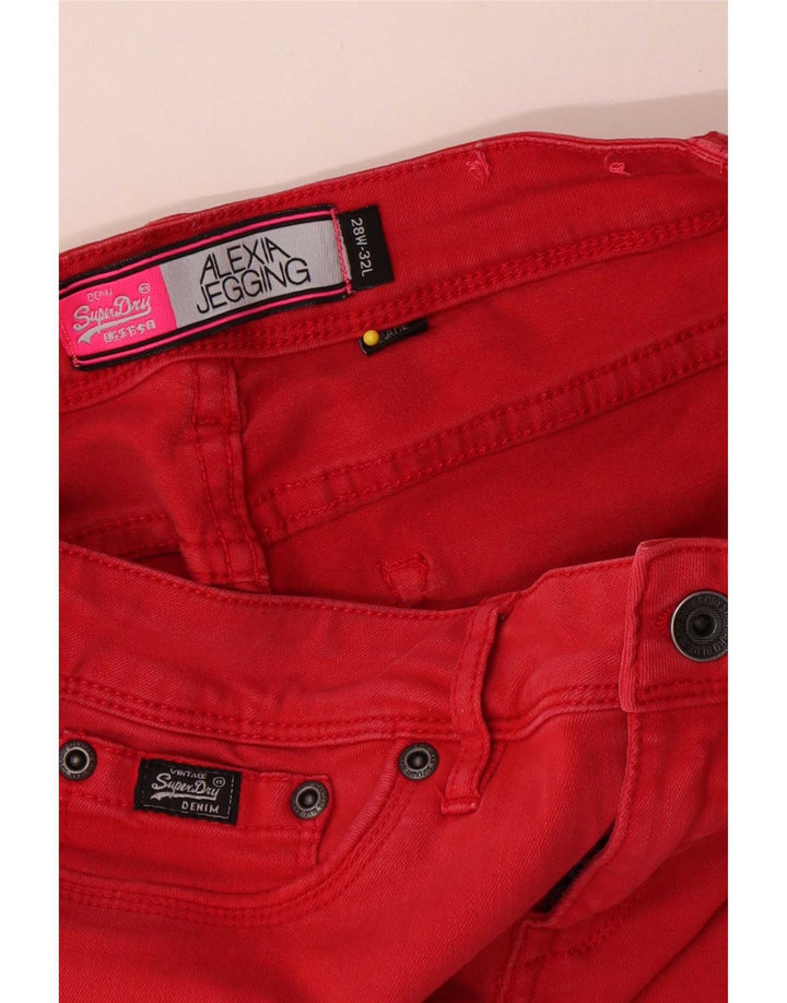 Superdry Damen Alexa Jegging Jeans W28 L32 rote Baumwolle
