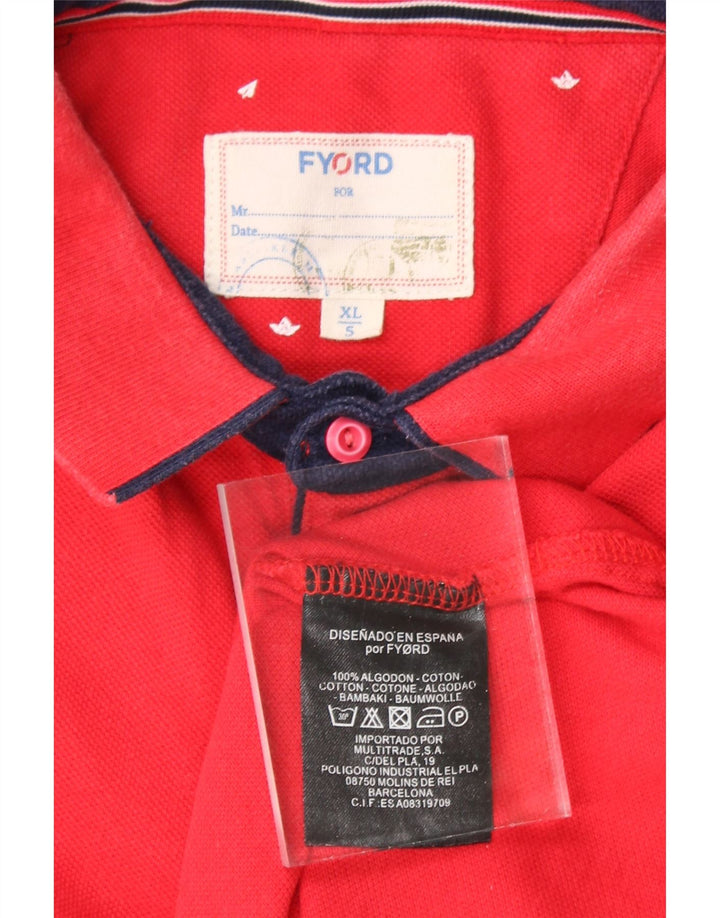 VINTAGE Mens Polo Shirt XL Red Cotton Vintage Vintage and Second-Hand Vintage from Messina Hembry 