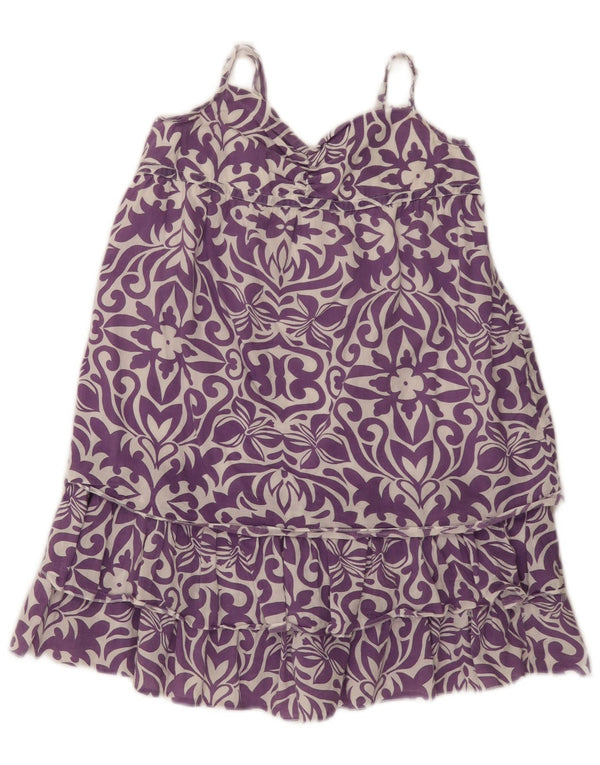 Benetton Mädchen-Sommerkleid, 7–8 Jahre, lila Blumenmuster, Baumwolle