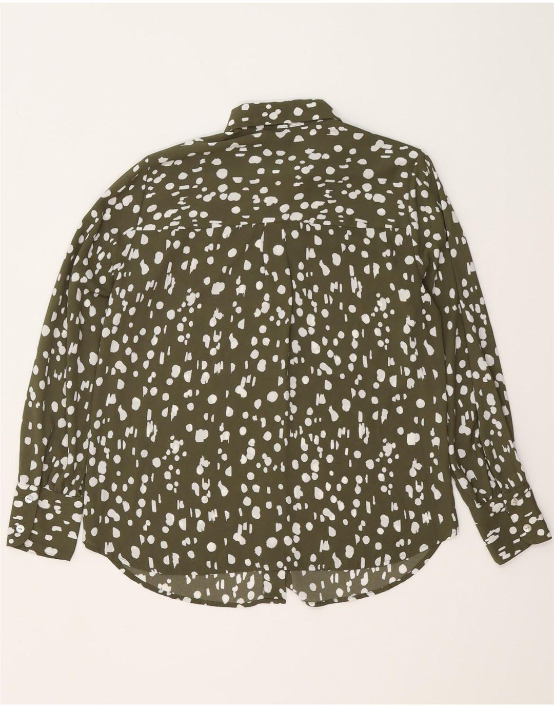 Marks & Spencer Damen-Oversize-Hemd, UK 10, Small, Khaki, geflecktes Polyester