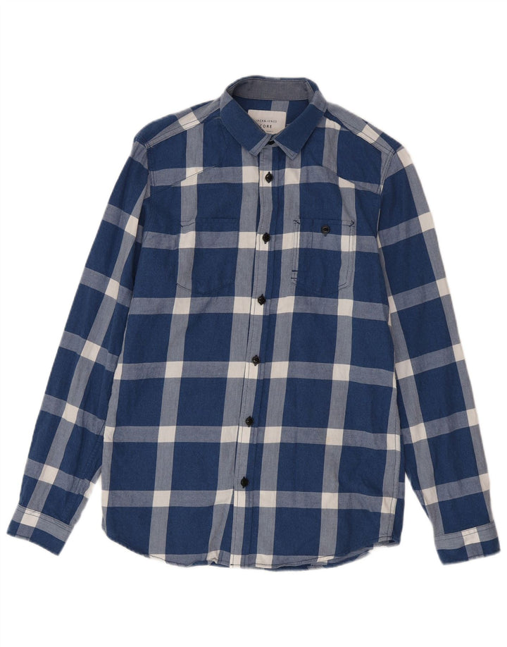 Jack & Jones Herren-Flanellhemd mit schmaler Passform, klein, blau kariert, Baumwolle
