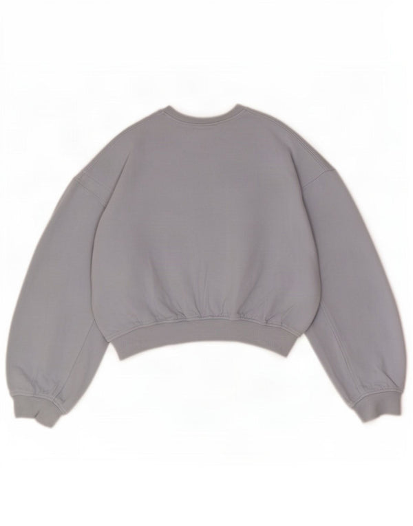 Zara Damen Übergroßer Crop-Sweatshirt-Pullover UK 14 Mittelblaue Baumwolle