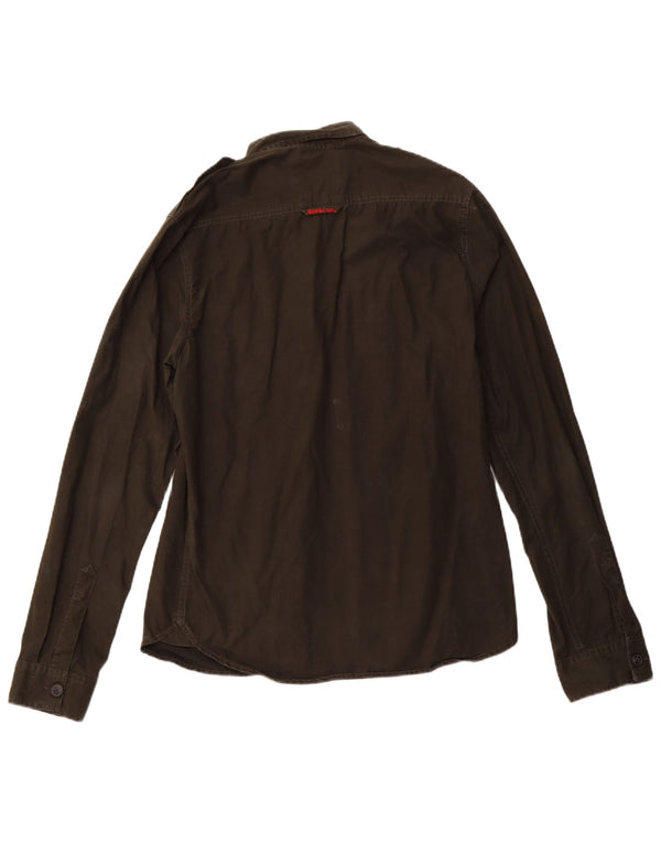 SUPERDRY Herren-Militärhemd, groß, Khaki, Baumwolle