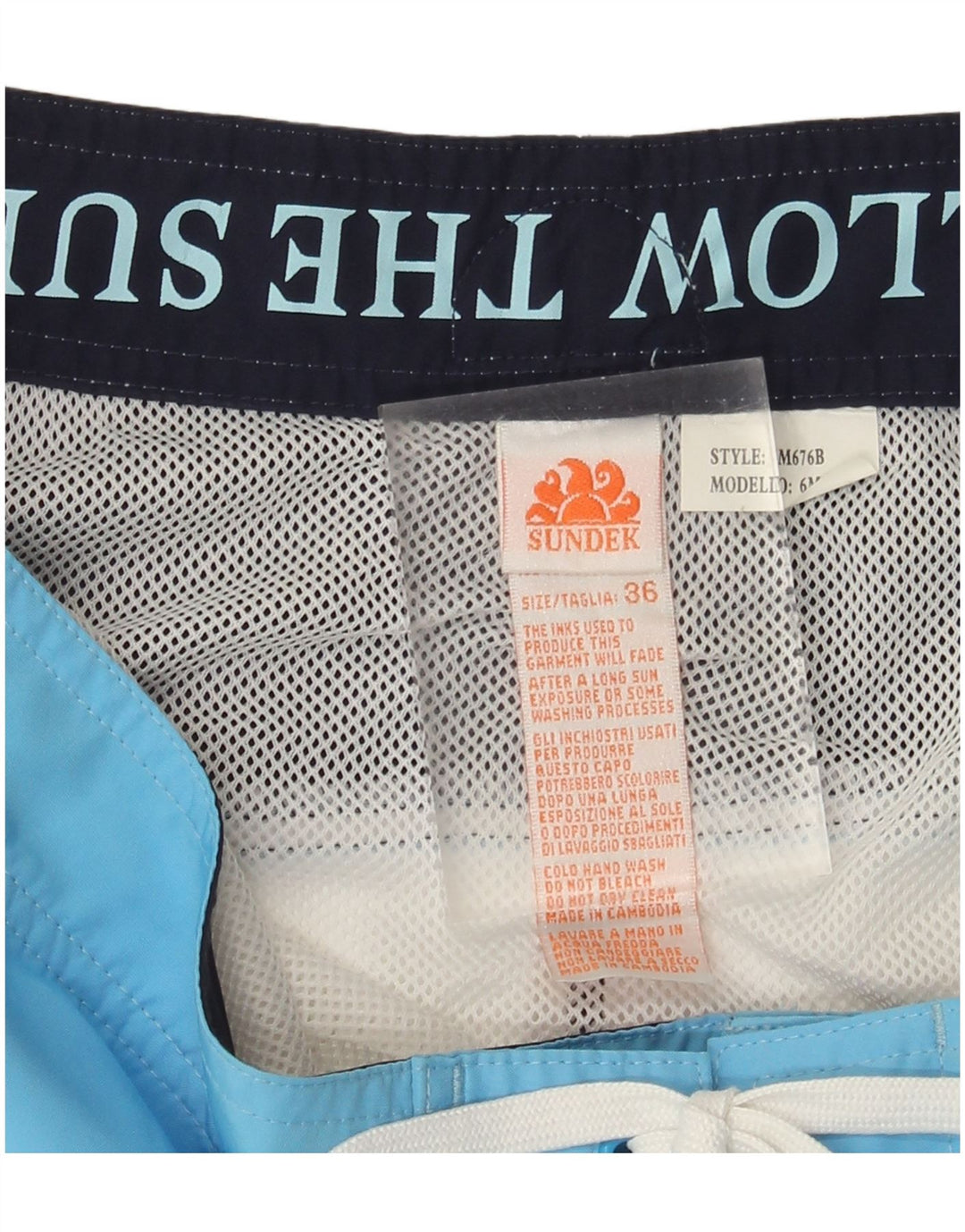 SUNDEK Herren-Badeshorts mit Grafik, groß, blaues Farbblock-Polyester
