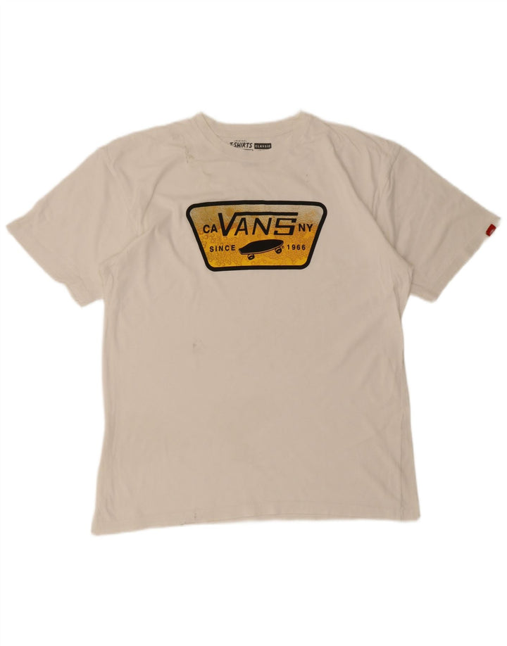 Vans Herren-T-Shirt mit Grafik, Größe L, aus weißer Baumwolle