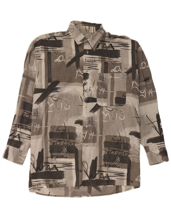 Vintage Herren Grafikshirt Großes graues Patchwork