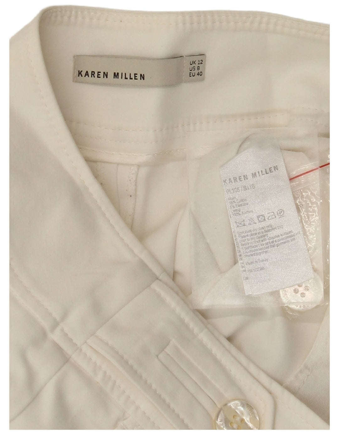 KAREN MILLEN Gerade geschnittene Damenhose UK 12 M W30 L24 Weiß