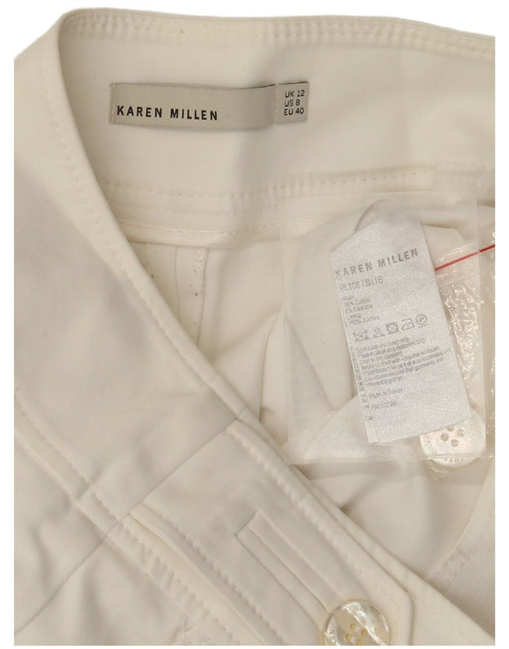 KAREN MILLEN Gerade geschnittene Damenhose UK 12 M W30 L24 Weiß