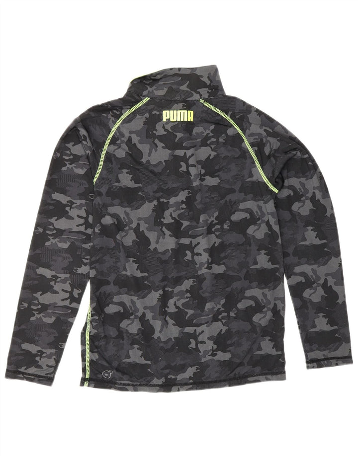 PUMA Jungen Pullover-Trainingsanzug-Oberteil, 9–10 Jahre, mittelgroß, schwarze Tarnung