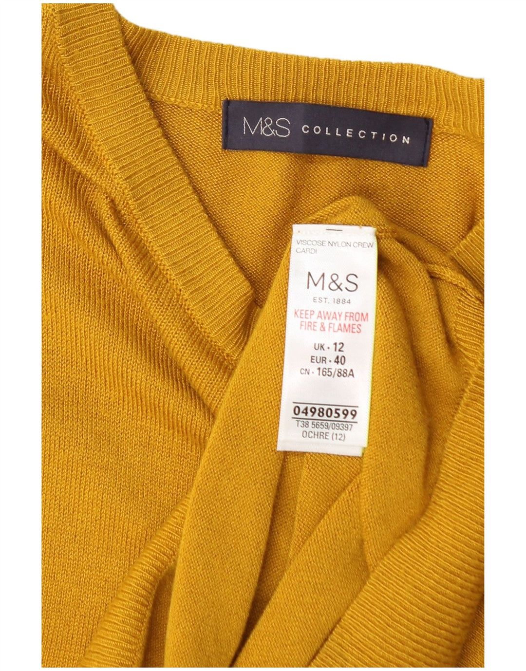 MARKS & SPENCER Damen-Cardigan-Pullover UK 12 Mittelgelbe Viskose