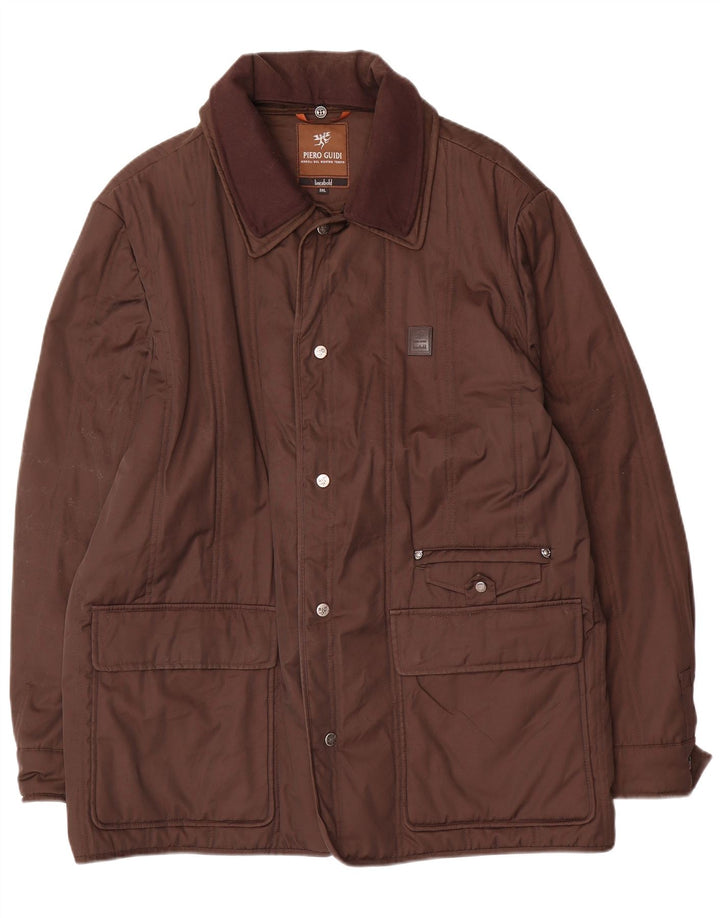 Piero Guidi Herren-Utility-Jacke UK 46 3XL Braune Baumwolle