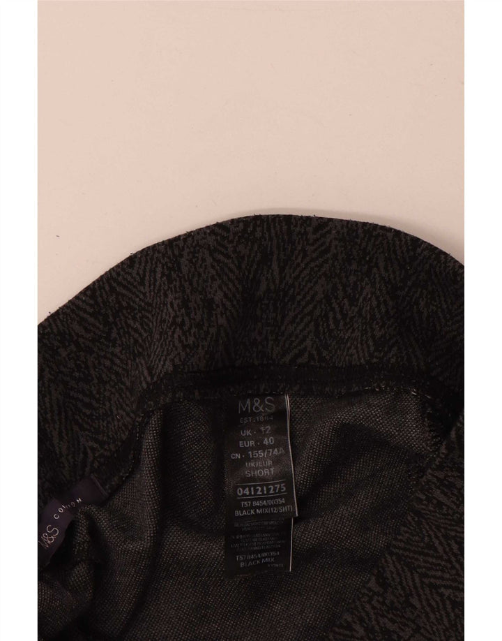 Marks & Spencer Damen Leggings UK 12 Mittelgraues Fischgrätenmuster aus Polyester