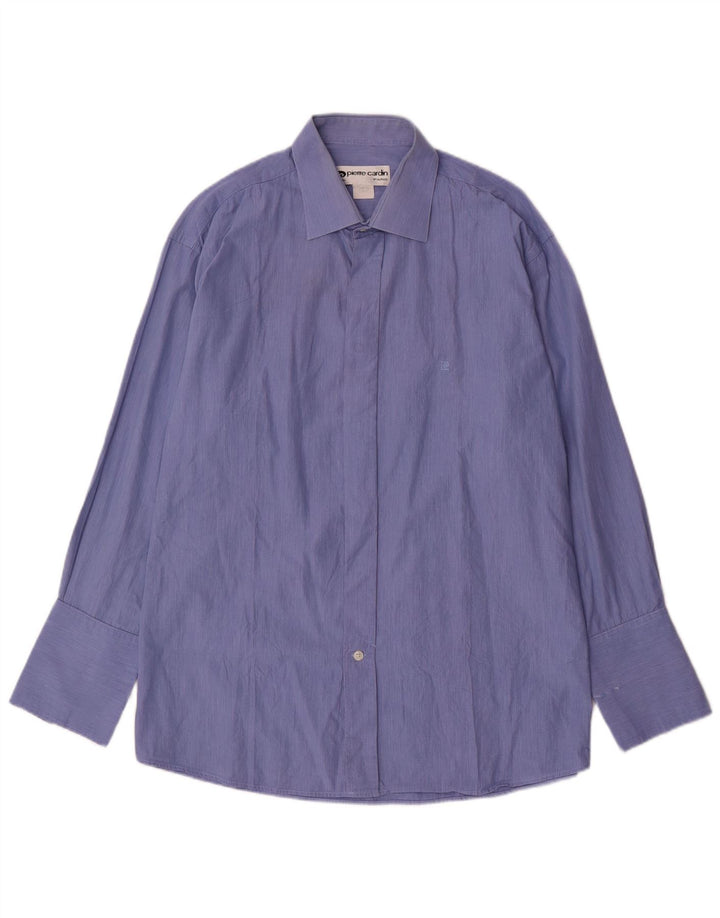 PIERRE CARDIN Herren formelles Hemd Größe 17 XL Blauer Nadelstreifen