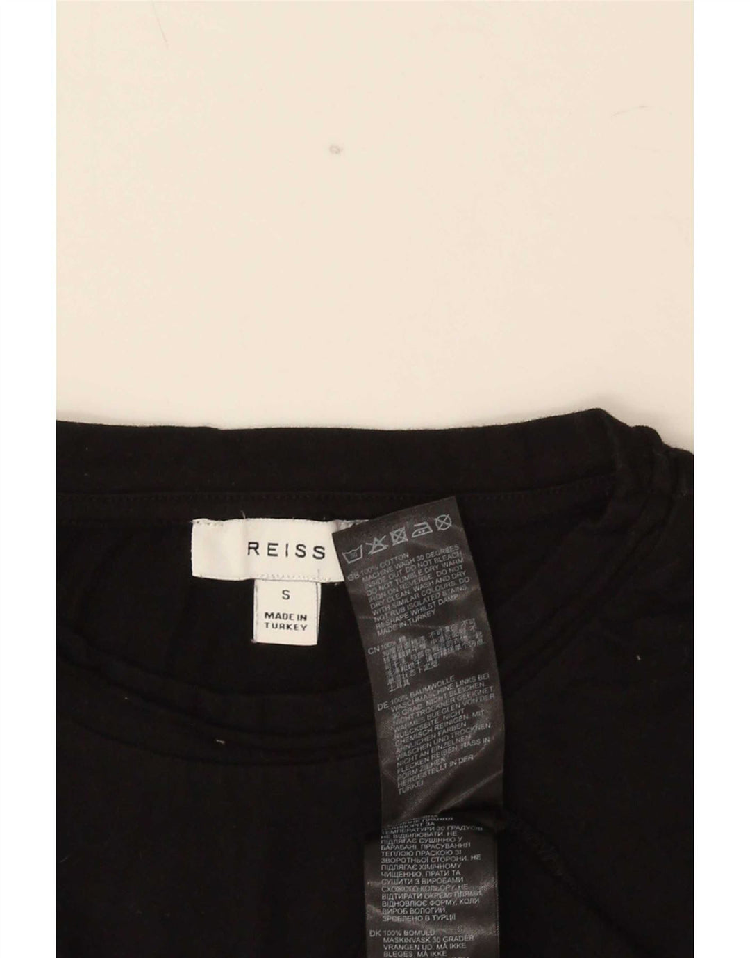 Reiss Herren T-Shirt Top Small Schwarz Baumwolle