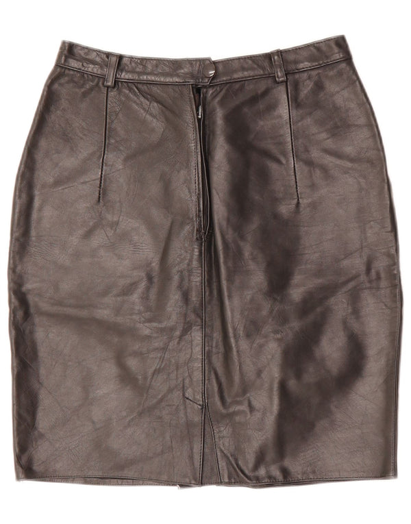 Vintage Damen Leder Bleistiftrock W26 Small Schwarz